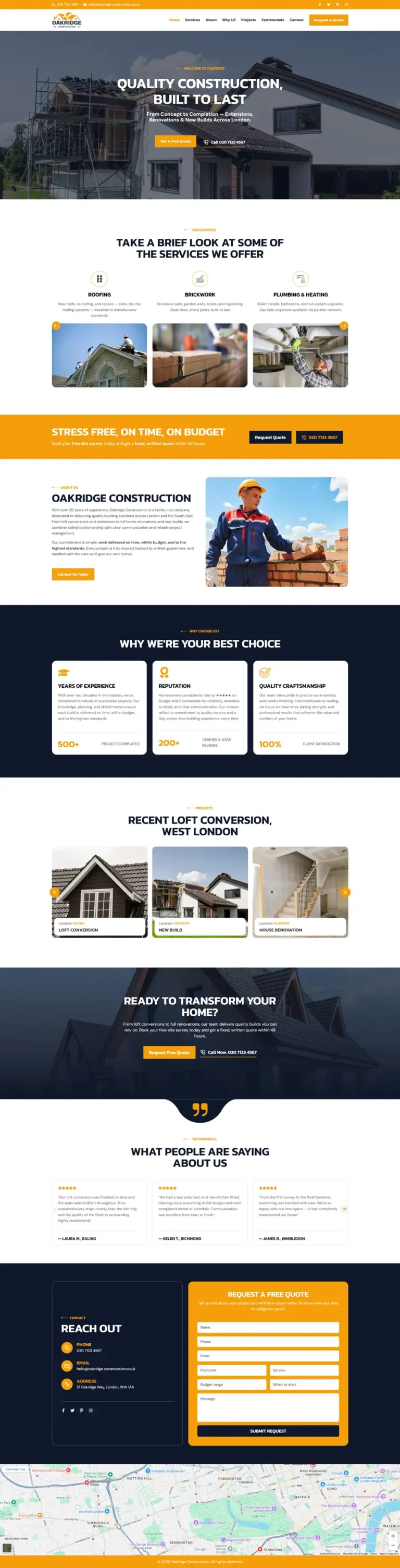 Construction firm website built by Anik Development