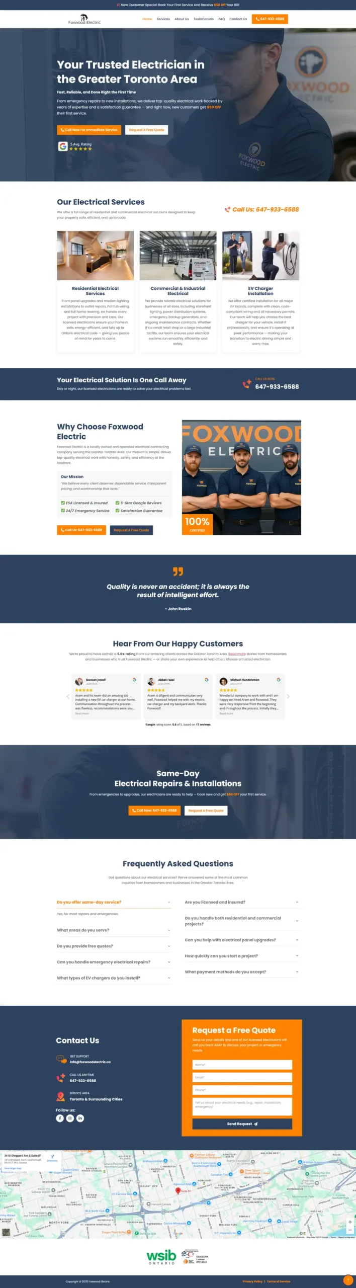 Electrician website built by Anik Development