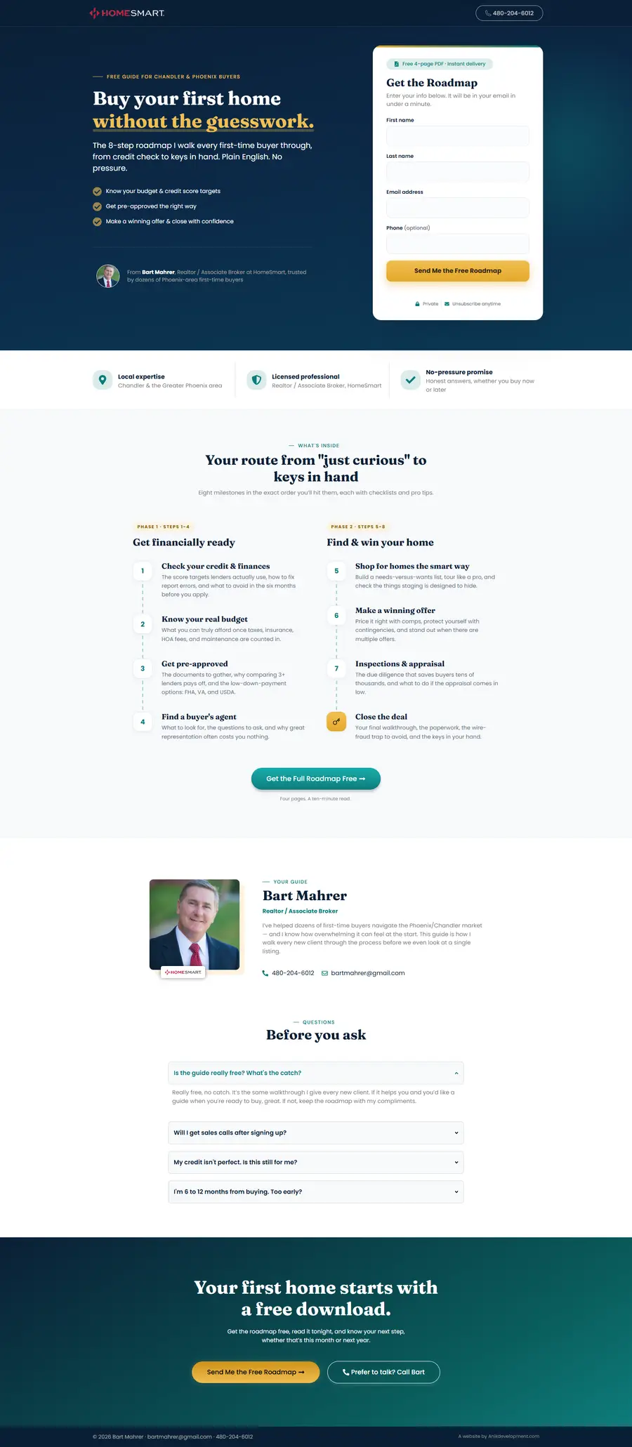 Realtor freebie funnel website built by Anik Development for a real estate sales funnel in US