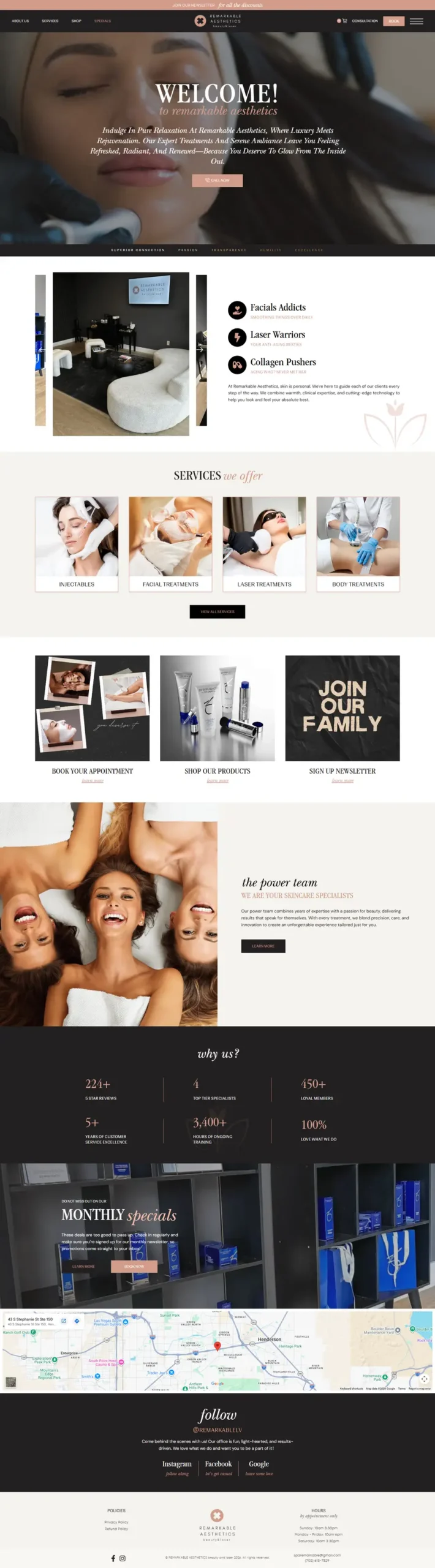 Remarkable Aesthetics website built by Anik Development for a aesthetics clinic in Nevada, US