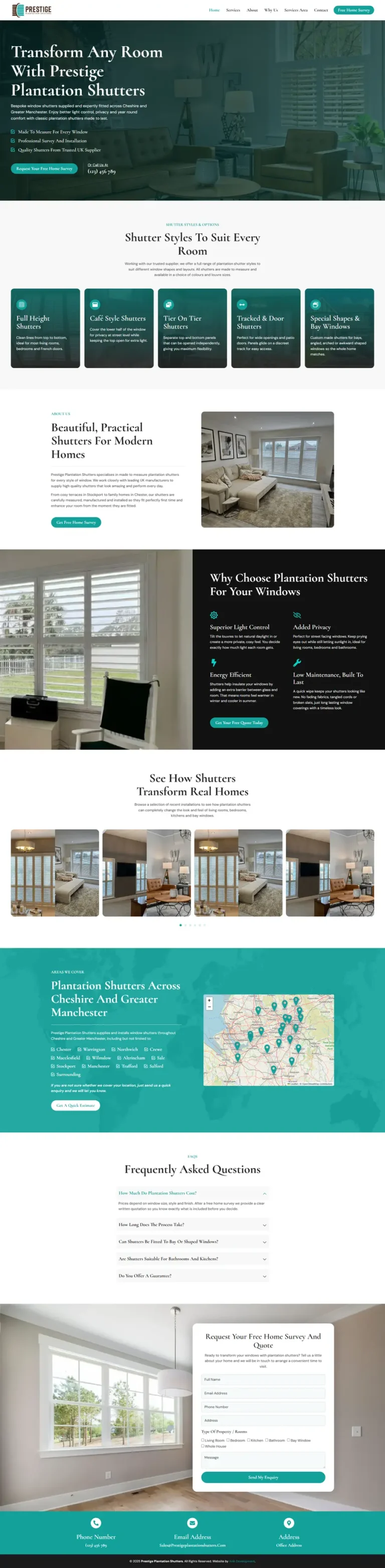 Plantation shutters website built by Anik Development